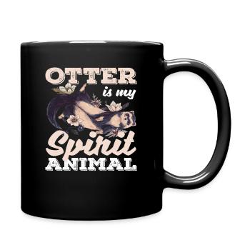 Loutre de mer dessin animé Spirtit Amoureux des animaux - Mug uni - noir - Droite
