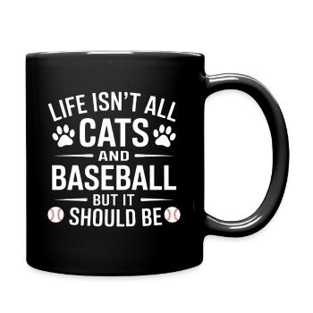 Baseball Spruch Katzen Lustiges Baseball Geschenk - Tasse einfarbig - Schwarz - Rechts