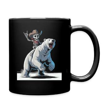 Bone cowboy rides polar bear - Full Colour Mug - black - Right