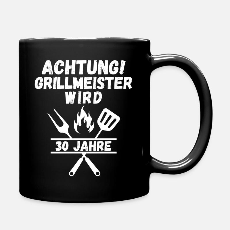 Attention Grill Master Turns 30 – Funny BBQ T-Shir - Full Colour Mug - black