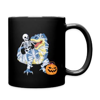 Skelett Reiten Mumie Dinosaurier Halloween T-Shirt - Tasse einfarbig - Schwarz - Rechts