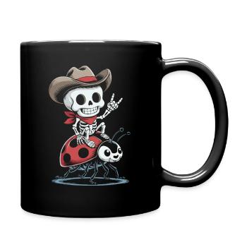 Squelette cow-boy sur coccinelle - Mug uni - noir - Droite