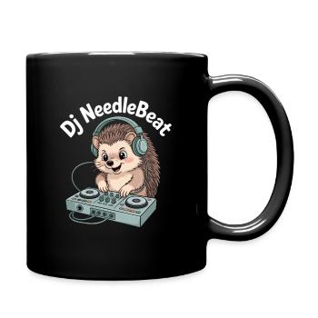 DJ NeedleBeat Igel DJ Mit Kopfhoerern Am Pult - Tasse einfarbig - Schwarz - Rechts