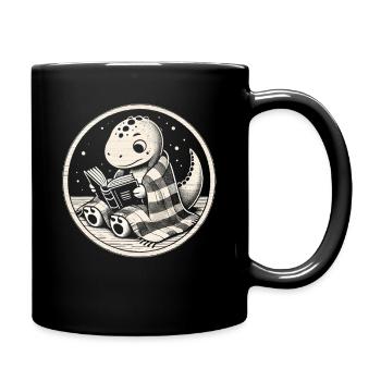 Cozy Reading Dinosaur - Full Colour Mug - black - Right