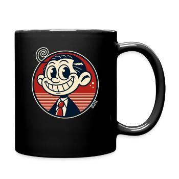 Funny little retro comic man - Full Colour Mug - black - Right