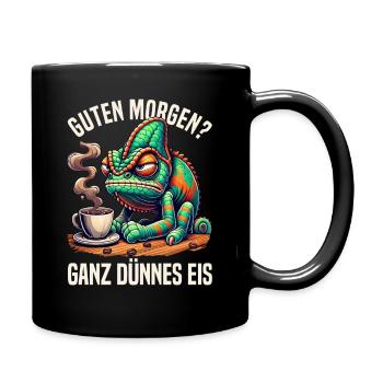 Guten Morgen Ganz Dünnes Eis Chamäleon Humor - Full Colour Mug - black - Right