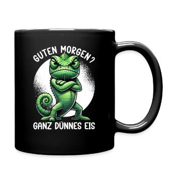 Guten Morgen Ganz Dünnes Eis Chamäleon Humor - Full Colour Mug - black - Right