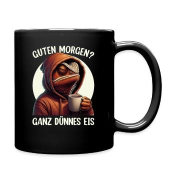 Guten Morgen Ganz Dünnes Eis Chamäleon Humor - Full Colour Mug - black - Right