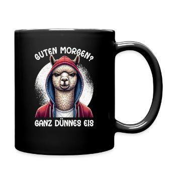 Guten Morgen Ganz Dünnes Eis Alpaka Schlafmützen - Full Colour Mug - black - Right