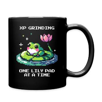 XP-Grind – Blatt für Blatt | Frosch, Seerose - Tasse einfarbig - Schwarz - Rechts