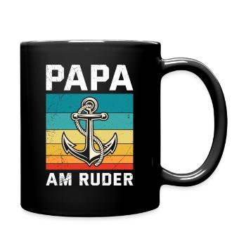 Future Dad DAD AT THE HELM Retro Funny - Full Colour Mug - black - Right