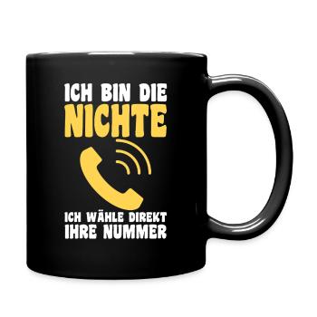 Familienmotiv Nichte - Tasse einfarbig - Schwarz - Rechts