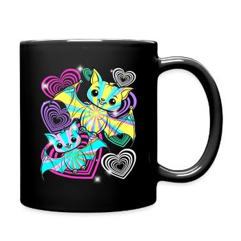 Retro Fledermäuse Halloween Kinder  - Tasse einfarbig - Schwarz - Rechts