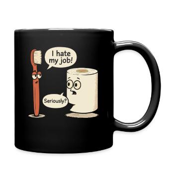 Brosse à dents drôle et papier toilette dessin animé - Mug uni - noir - Droite