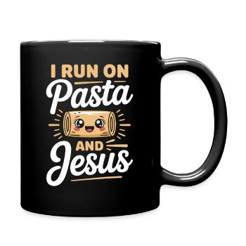 I Run On Pasta And Jesus - Tasse einfarbig - Schwarz - Rechts