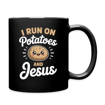 I Run On Potatoes And Jesus - Tasse einfarbig - Schwarz - Rechts
