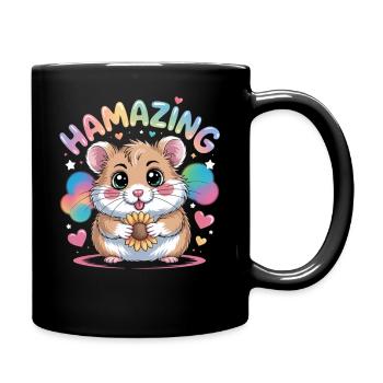 Hamazing Kawaii Hamster Samen Herzen - Tasse einfarbig - Schwarz - Rechts