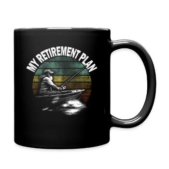 Mein Ruhestand Plan: Angler im Boot - Tasse einfarbig - Schwarz - Rechts