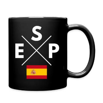 Spanien Flagge Kreuz - Tasse einfarbig - Schwarz - Rechts