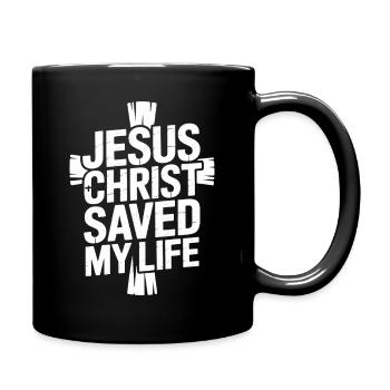 Jesus Christ saved my life - Full Colour Mug - black - Right