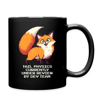 Schwanzphysik in Prüfung | Fuchs, Dev, Humor - Tasse einfarbig - Schwarz - Rechts