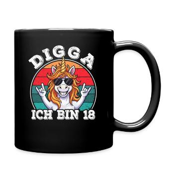 18. Geburtstag 18er 18ter Digga Ich bin 18 Jahre - Tasse einfarbig - Schwarz - Rechts