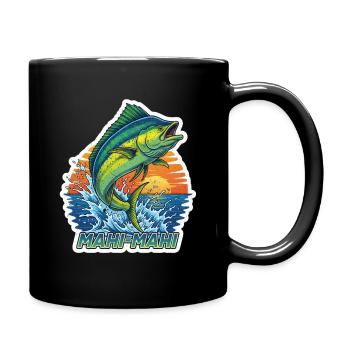 Mahi-Mahi Sprung im Sonnenuntergang - Tasse einfarbig - Schwarz - Rechts