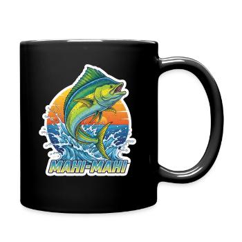 Mahi Mahi Sprung am Sonnenuntergang - Tasse einfarbig - Schwarz - Rechts