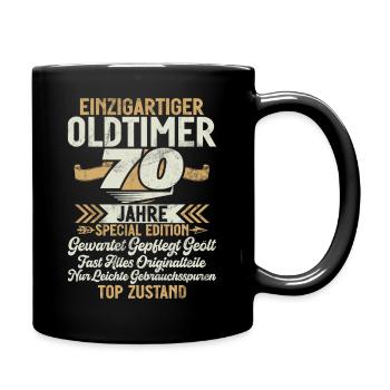 70 Jahre Einzigartiges Klassisches Auto - Tasse einfarbig - Schwarz - Rechts