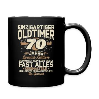 70 Jahre Einzigartiges Klassisches Auto - Tasse einfarbig - Schwarz - Rechts