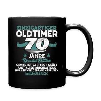 70 Jahre Einzigartiges Klassisches Auto - Tasse einfarbig - Schwarz - Rechts