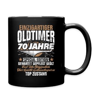 Feier des 70. Geburtstags Lustige Feier 70 Jahre - Tasse einfarbig - Schwarz - Rechts