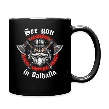 Logo des haches vikings Valhalla - Mug uni - noir - Droite