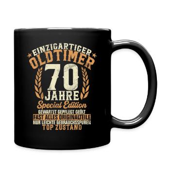 Feier des 70. Geburtstags Lustige Feier 70 Jahre - Tasse einfarbig - Schwarz - Rechts