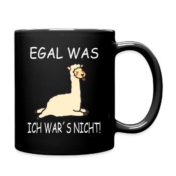 Lama Spruch Egal ich War es Nicht - Tasse einfarbig - Schwarz - Rechts