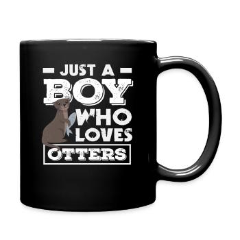 Loutre de mer dessin animé garçon aime loutre graphique - Mug uni - noir - Droite