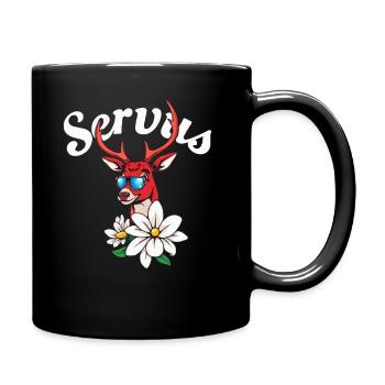 Alpen Hirsch Servus Hirschgeweih Tracht Oktober - Tasse einfarbig - Schwarz - Rechts