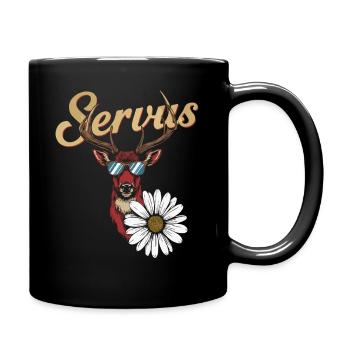 Alpen Hirsch Servus Hirschgeweih Tracht Oktober - Tasse einfarbig - Schwarz - Rechts
