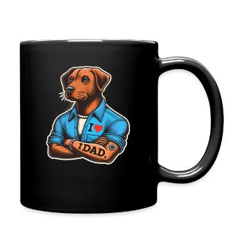 Ich liebe Papa Hund, Vater - Tasse einfarbig - Schwarz - Rechts