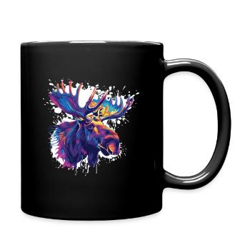 Colorful Moose Head Color Explosion - Full Colour Mug - black - Right