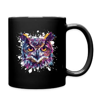 Owl Head Splatter - Full Colour Mug - black - Right