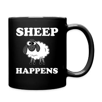 Sheep Happens - Tasse einfarbig - Schwarz - Rechts