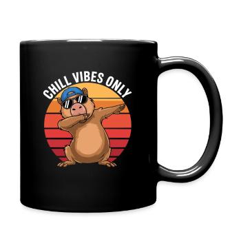 Chill Vibes Only Capybara Dabbing Retro - Full Colour Mug - black - Right