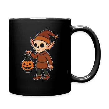 Wichtel Halloween Laterne - Tasse einfarbig - Schwarz - Rechts