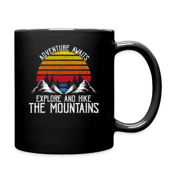 Adventure Awaits Explore Hike Mountain Trails - Tasse einfarbig - Schwarz - Rechts