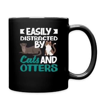 Sea Otter Cartoon Cats - Full Colour Mug - black - Right