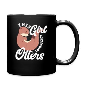 Sea Otter Cartoon Girl - Full Colour Mug - black - Right