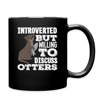 Sea Otter Cartoon Introvert - Full Colour Mug - black - Right