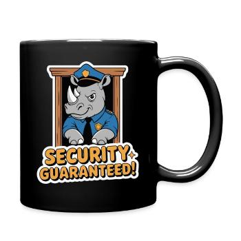 Rhino Sicherheitsbeauftragter Cartoon Logo - Tasse einfarbig - Schwarz - Rechts