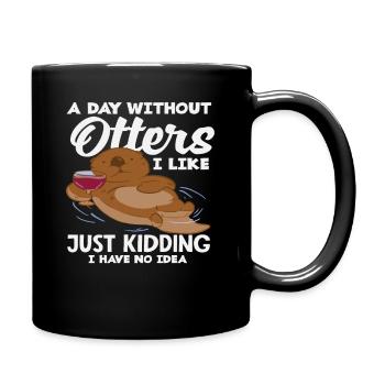 Seeotter Cartoon Tag Ohne - Tasse einfarbig - Schwarz - Rechts